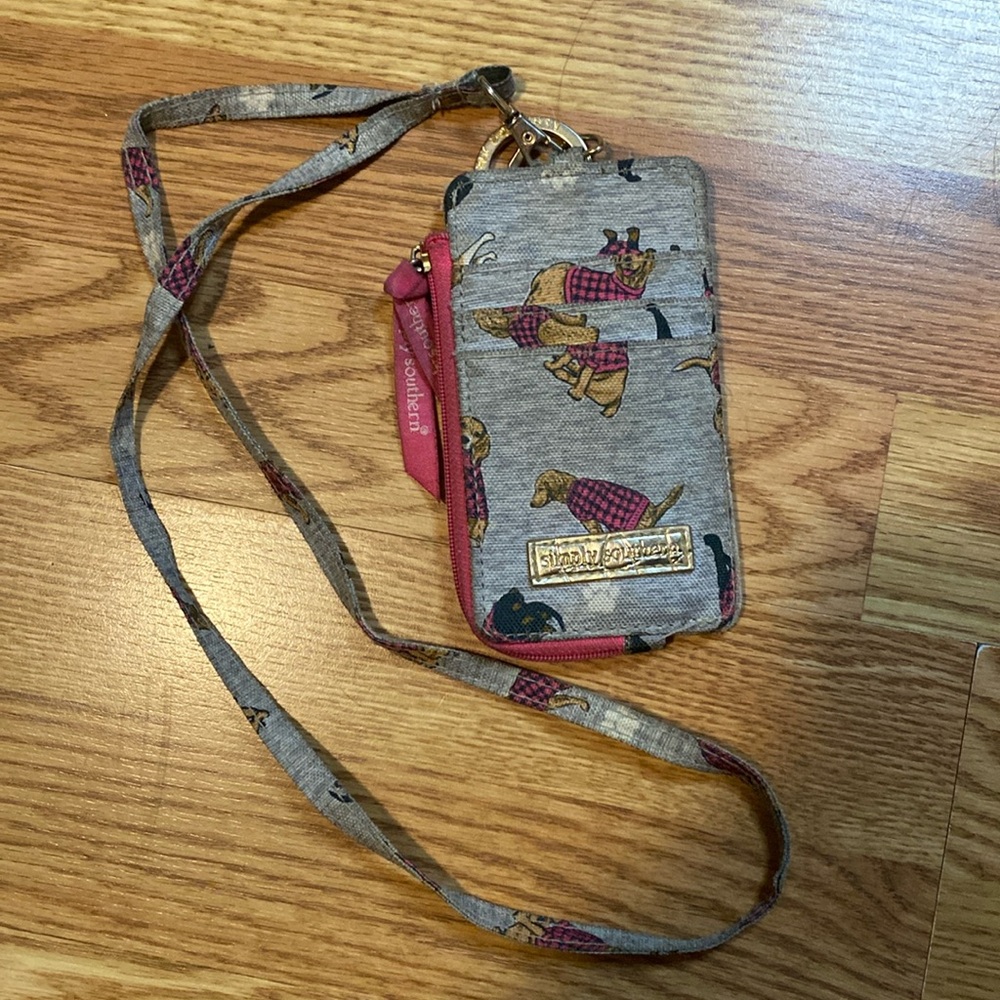 dog print, Simply Southern card holder/wallet with matching lanyard
